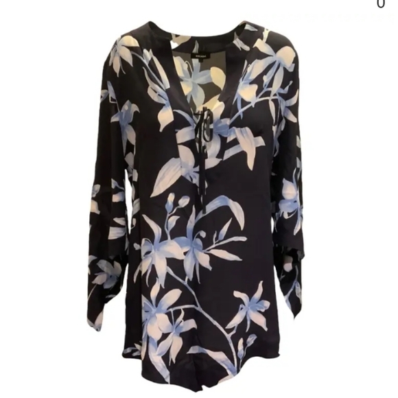 Escada Tops - Escada 100% silk v-neck tie front floral tunic EU 42